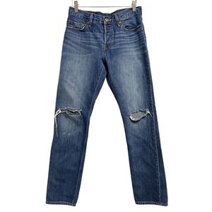 Levi's 501 Original Fit Jeans Womens 26 Blue Distressed Ripped Knee Casual Edgy